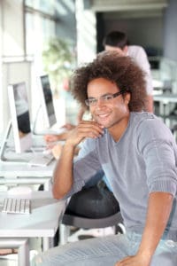 Student in Computer lab